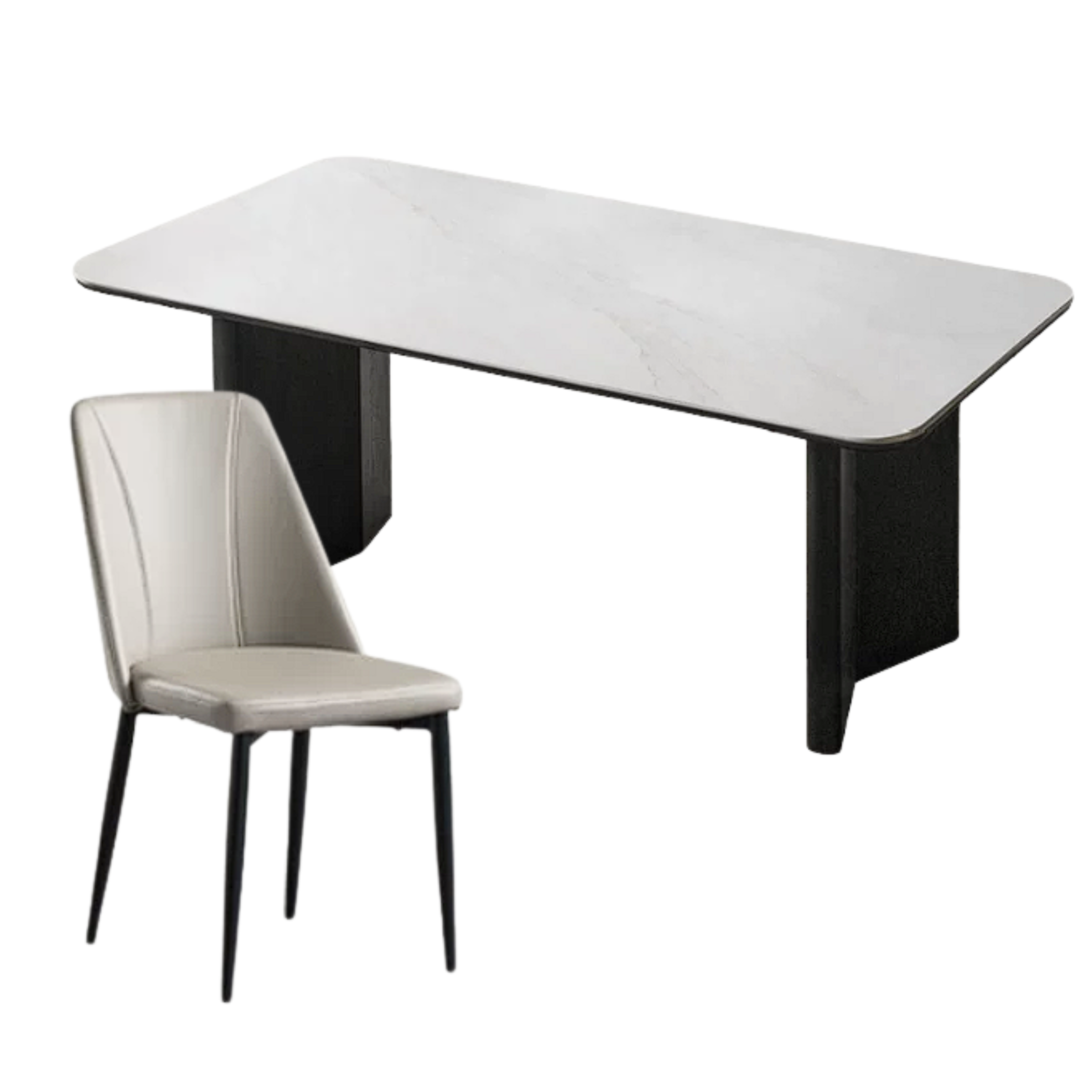 Oak Solid Wood, Solid Rubberwood Slate Italian Dining Table
