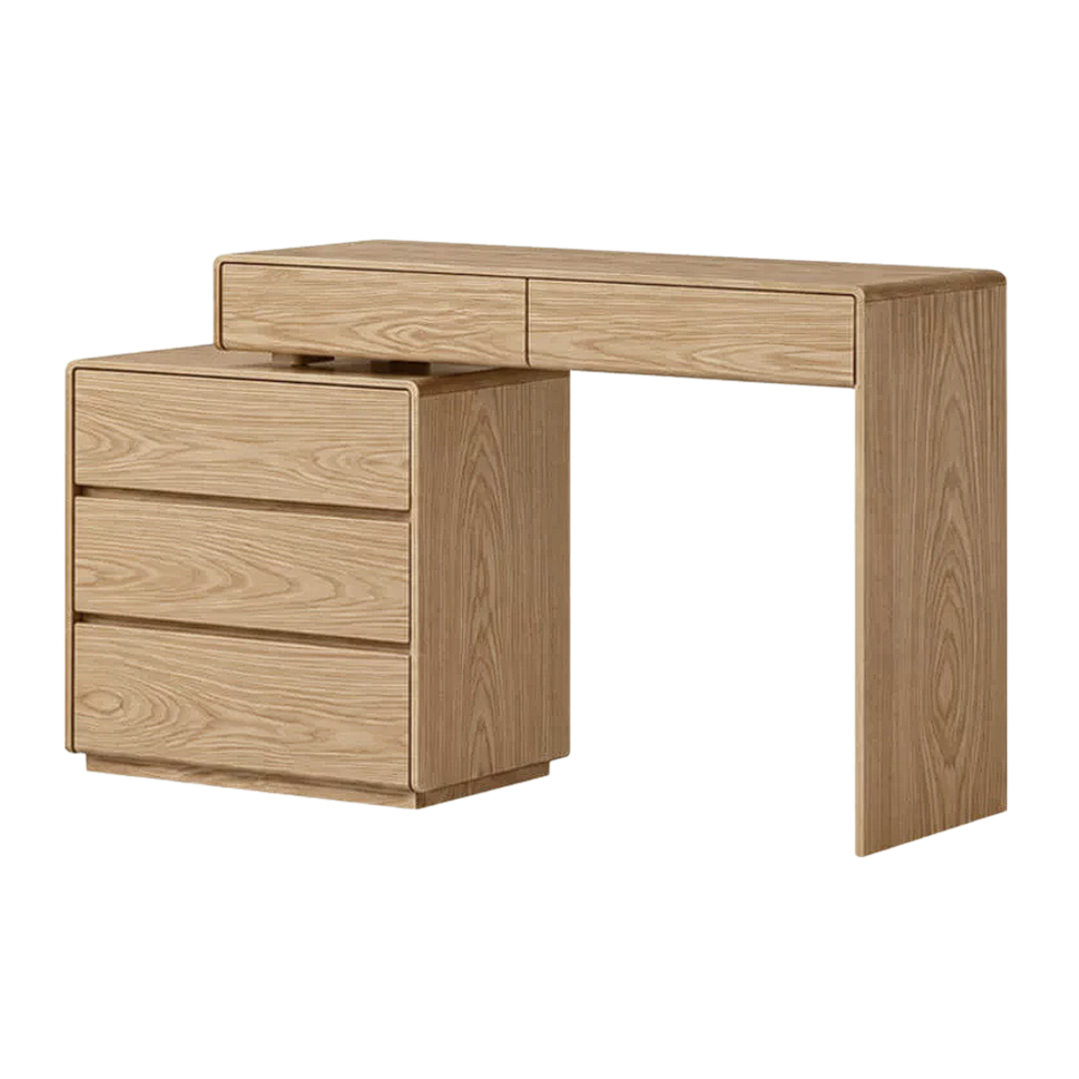 Oak, Ash Solid Wood Retractable Vanity Table Storage Cabinet
