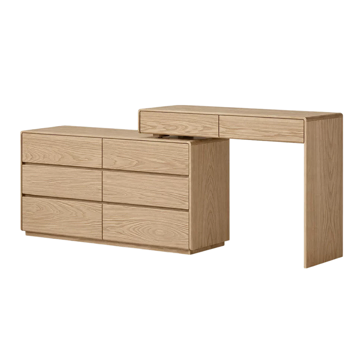 Oak, Ash Solid Wood Retractable Vanity Table Storage Cabinet