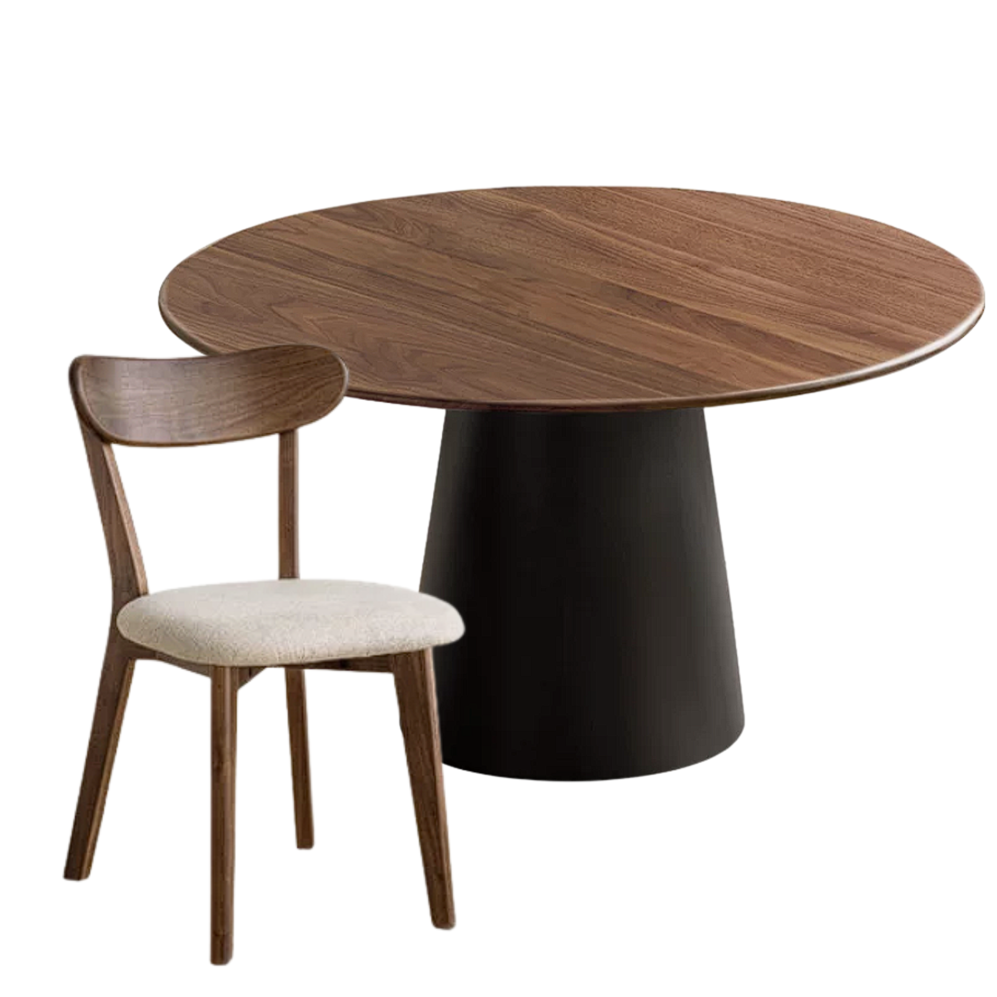 Black Walnut, Oak Solid Wood, Golden Pearwood, Sandalwood Rock Slab Round Dining Table