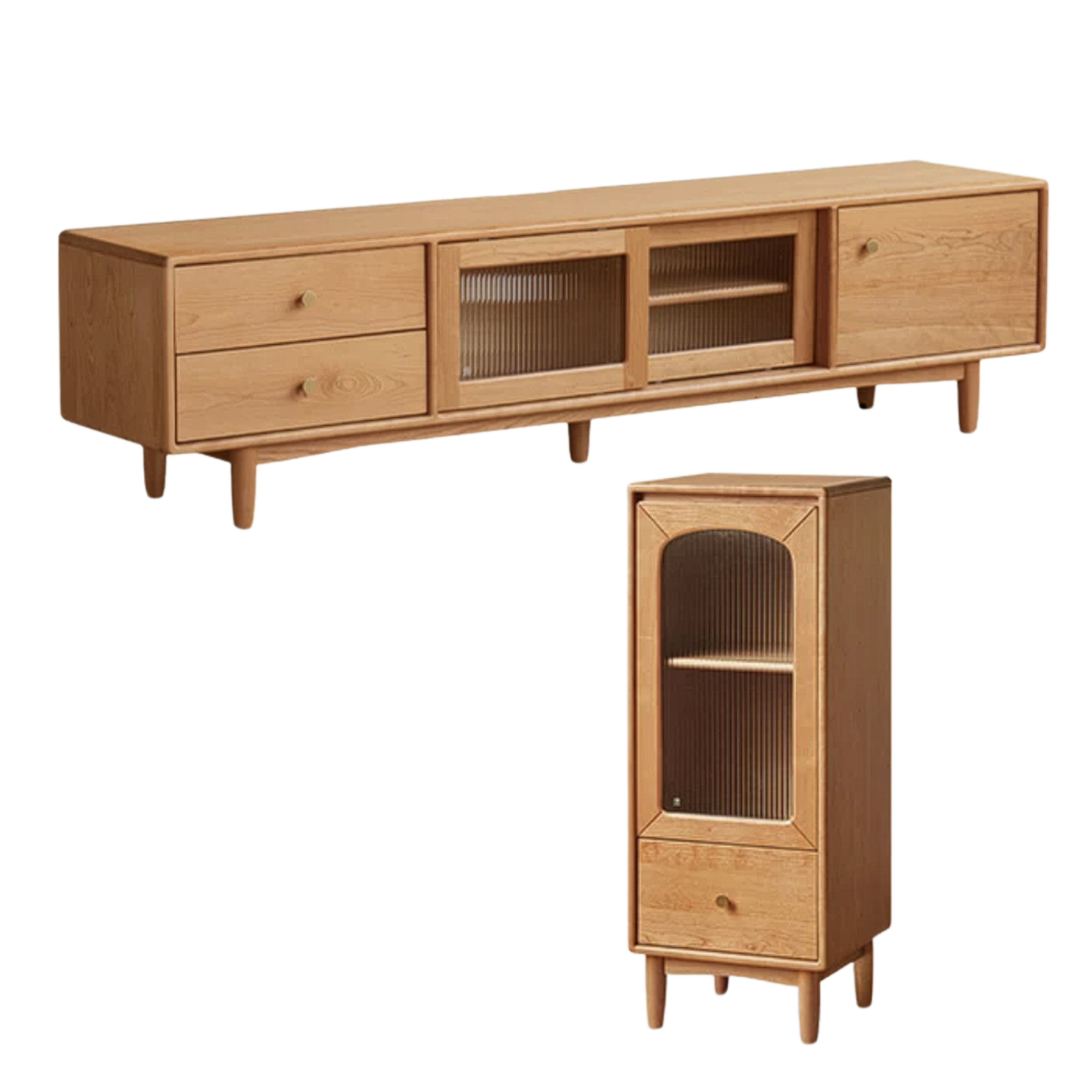 Cherry, Ash Solid Wood Modern TV Cabinet