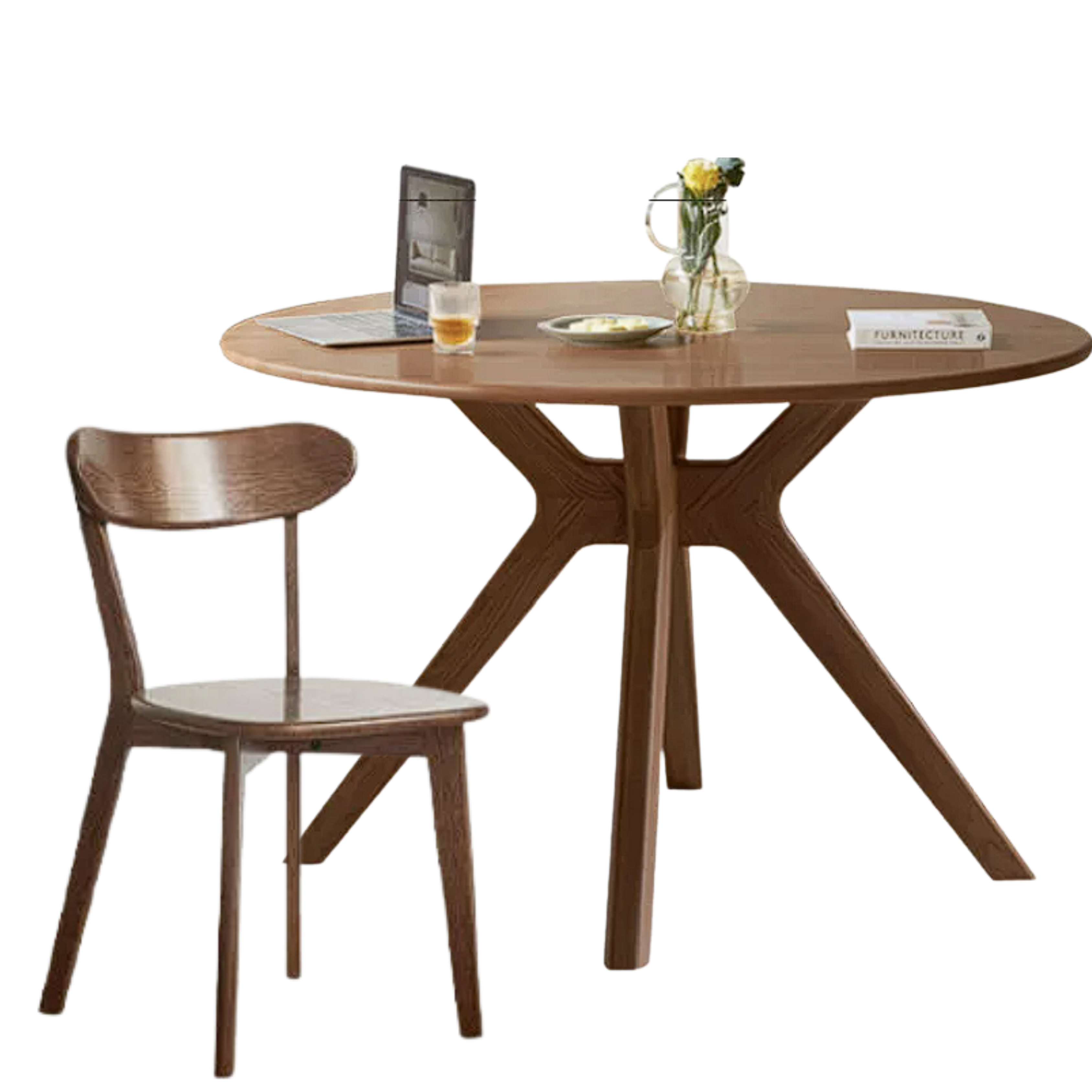 Oak Solid Wood Modern Minimalist Style Round Dining Table