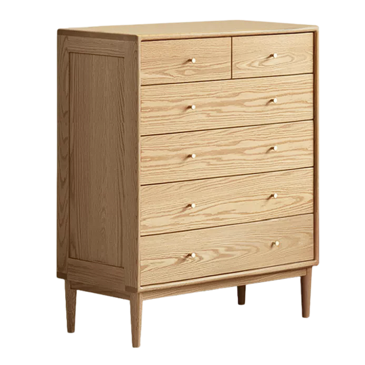 Oak Solid Wood, Solid Rubberwood Nordic Chest of Drawers