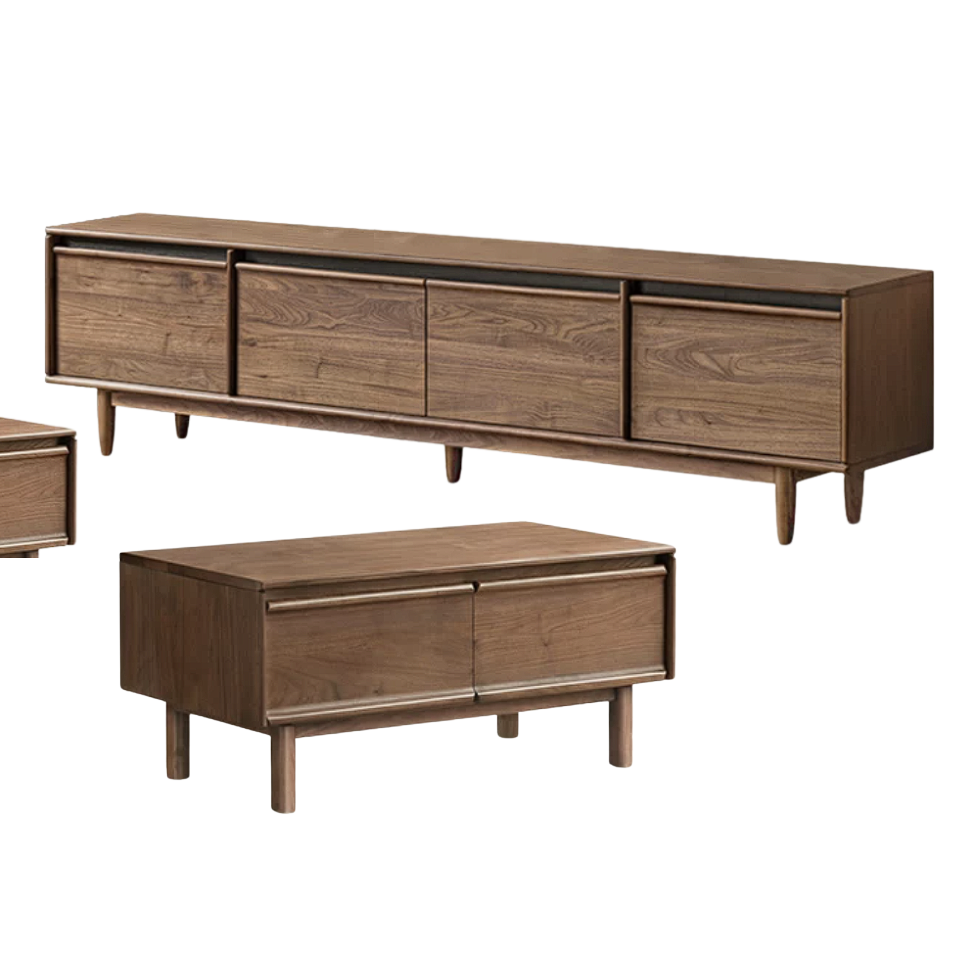 Black Walnut, Sandalwood, Ash Solid Wood Skeleton Line TV Cabinet