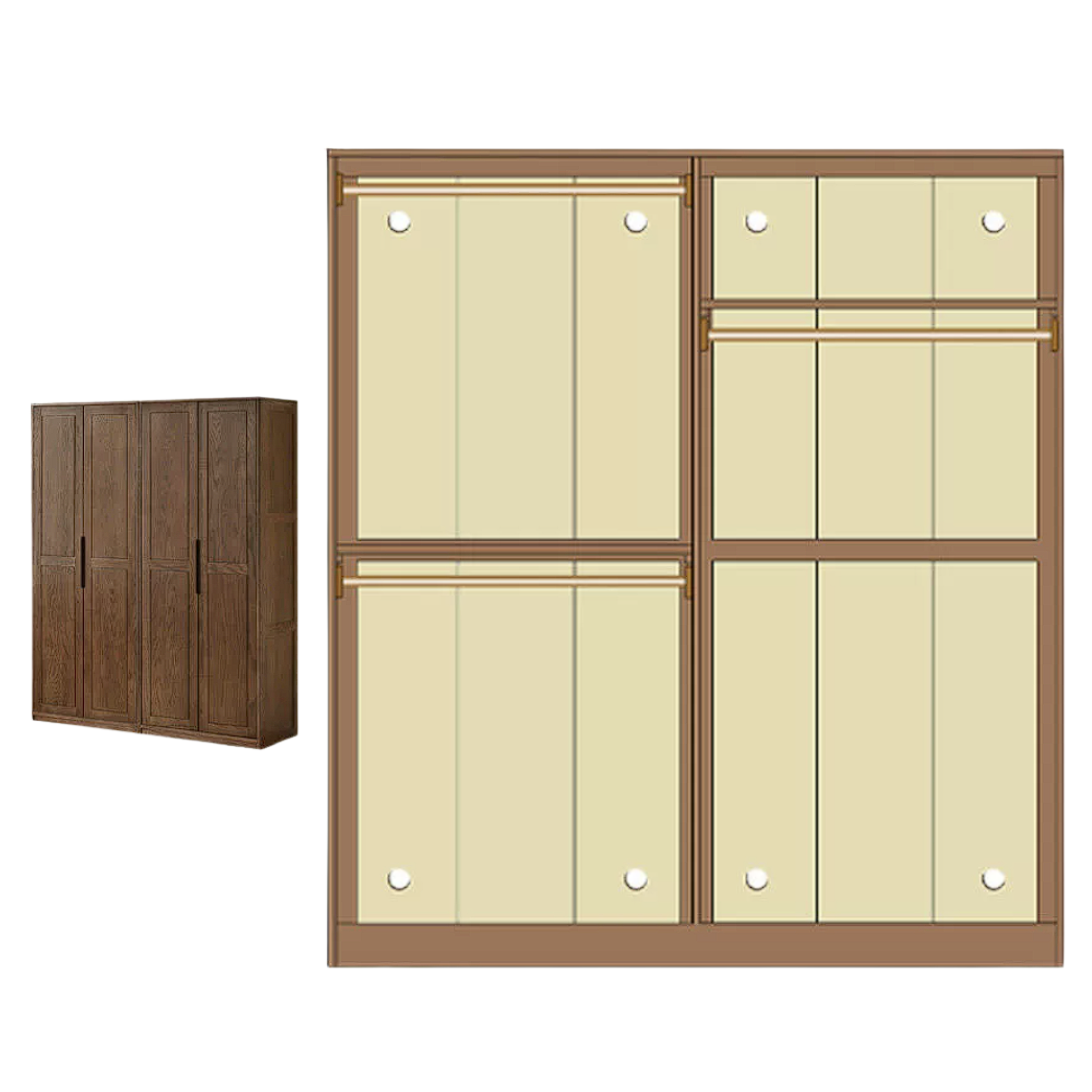 Black Walnut, Merbau Solid Wood Wardrobe.