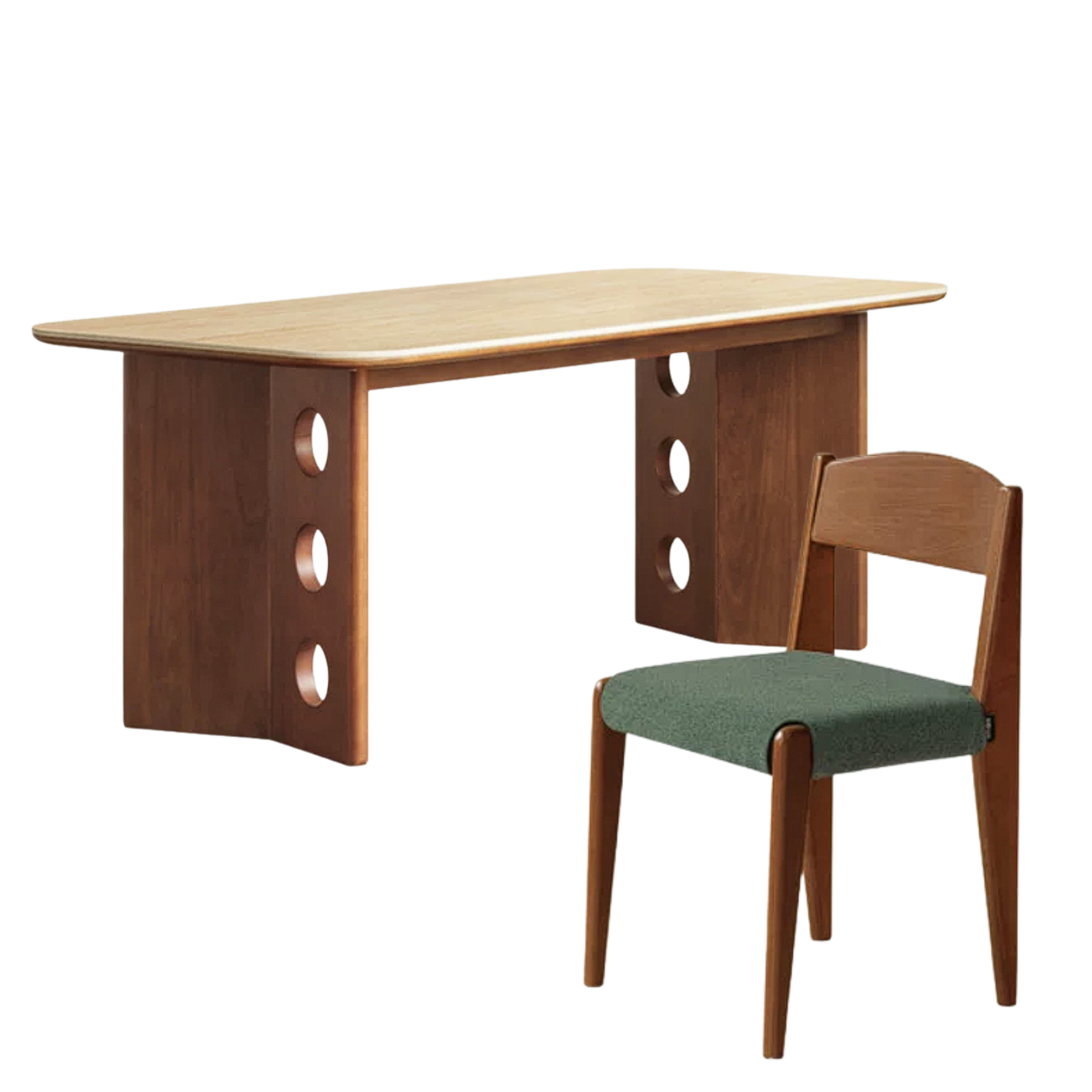 Poplar Solid Wood Medieval Style Rock Plate Dining Table