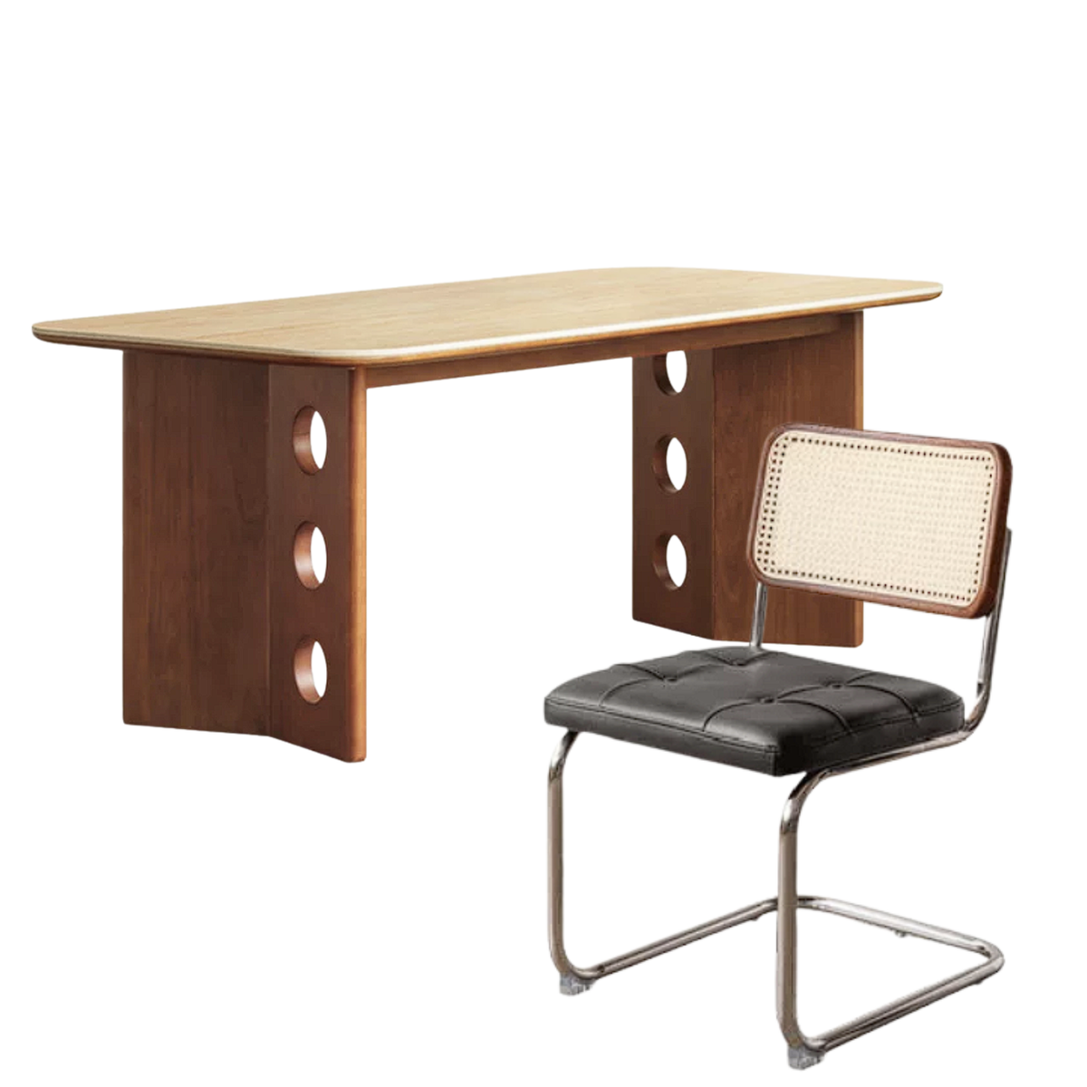 Poplar Solid Wood Medieval Style Rock Plate Dining Table
