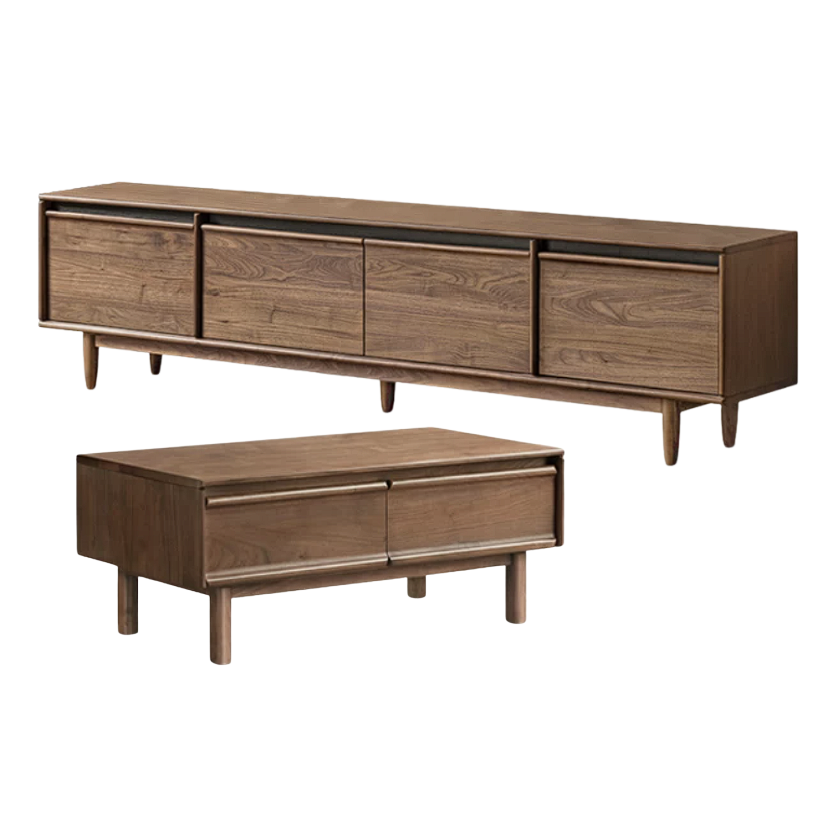 Black Walnut, Sandalwood, Ash Solid Wood Skeleton Line TV Cabinet
