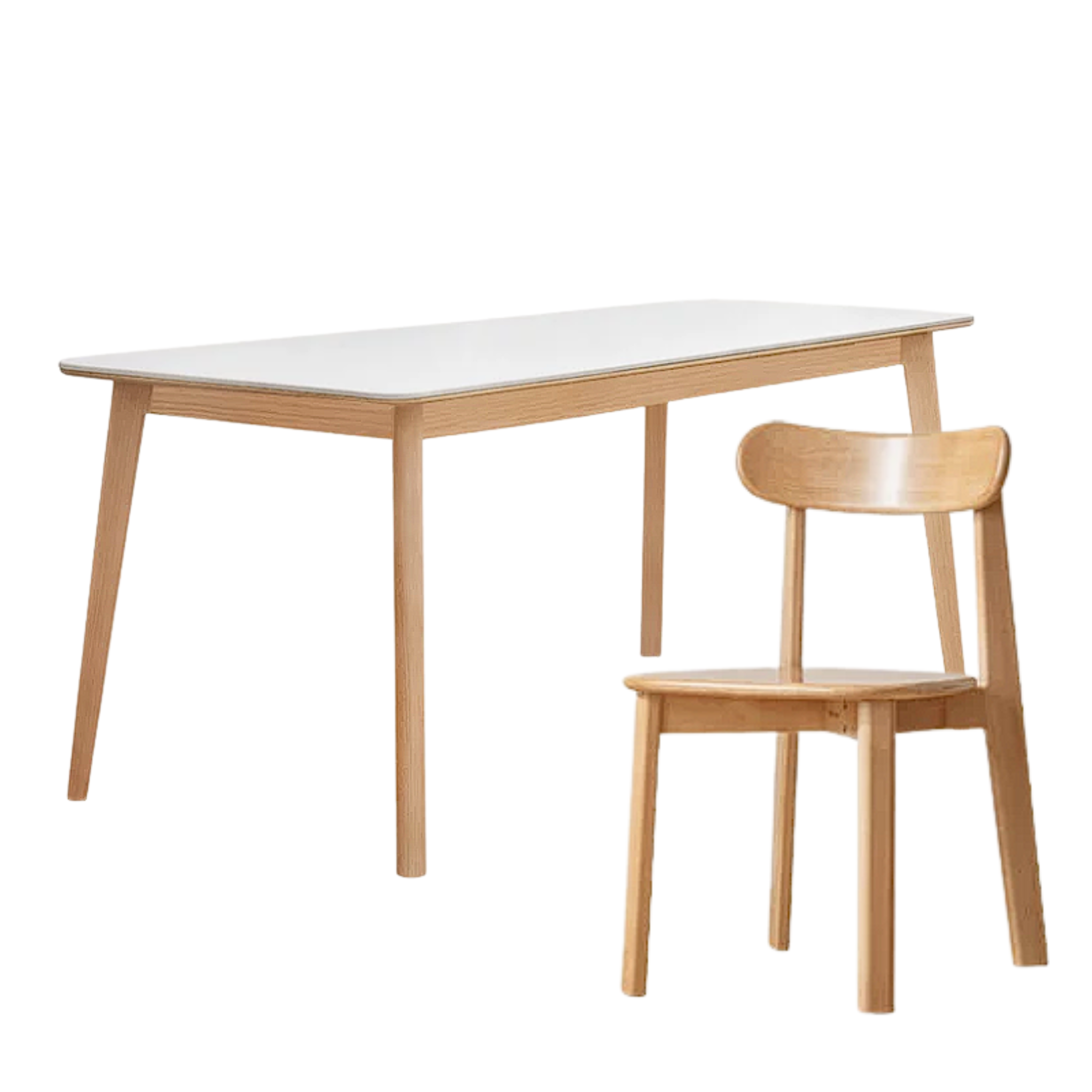 Beech, Rubberwood, Oak Solid Wood Dining Table With Rock Slab Surface