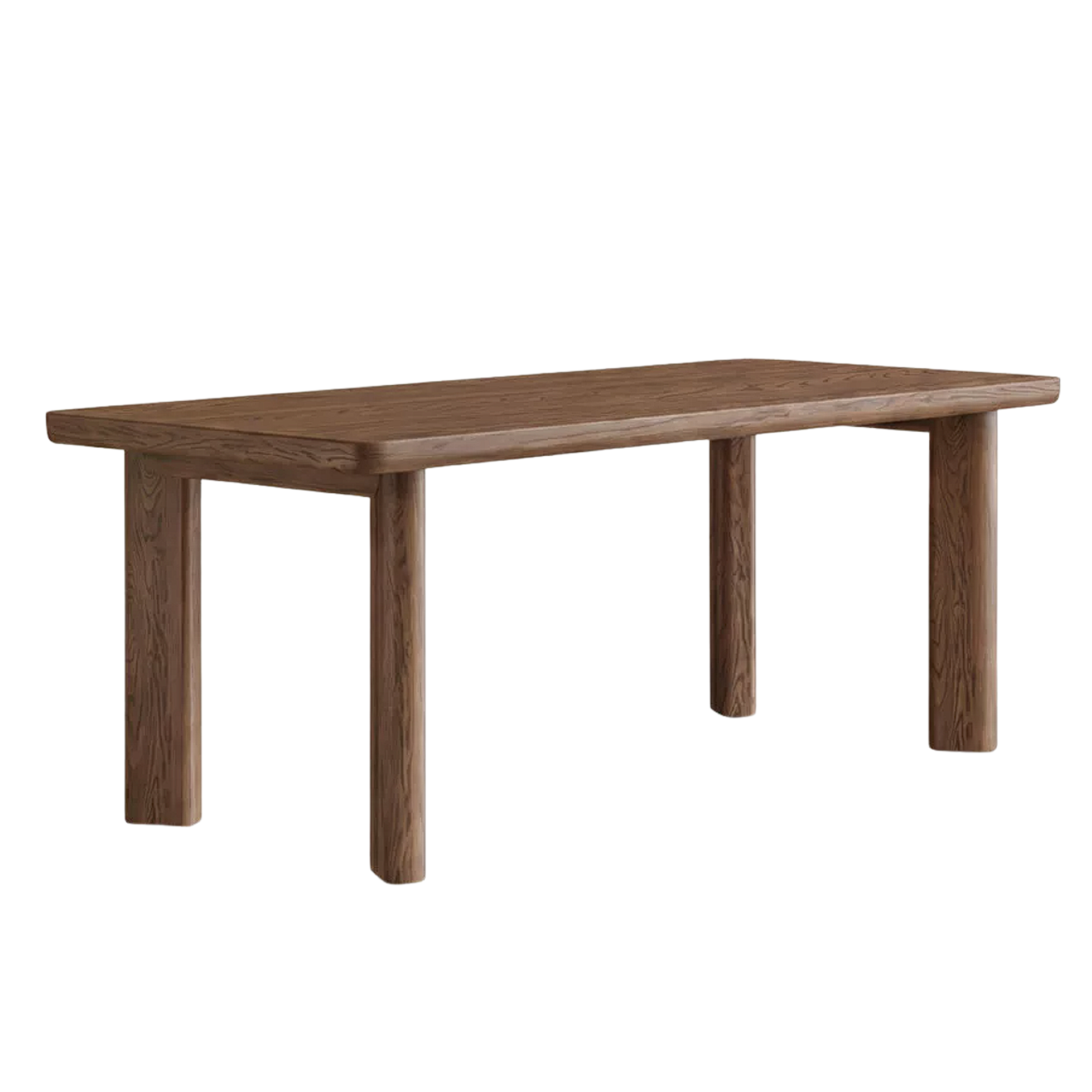 Black Walnut Solid Wood Rectangular Dining Table with Round Legs