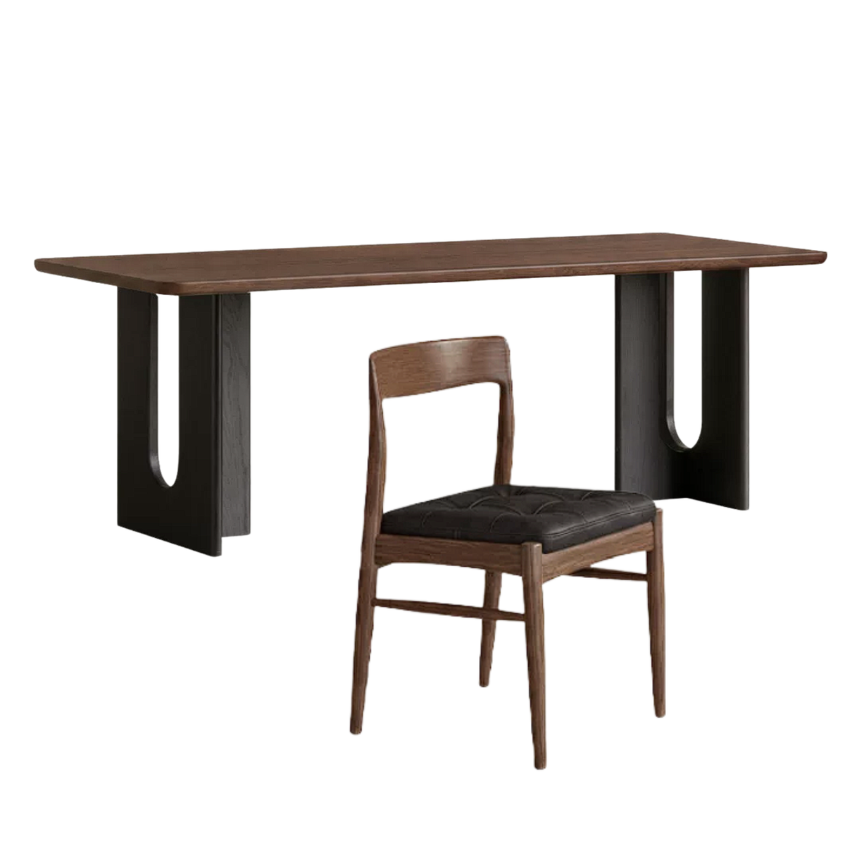 Black Walnut, Golden Pearwood Solid Wood Light Luxury Dining Table