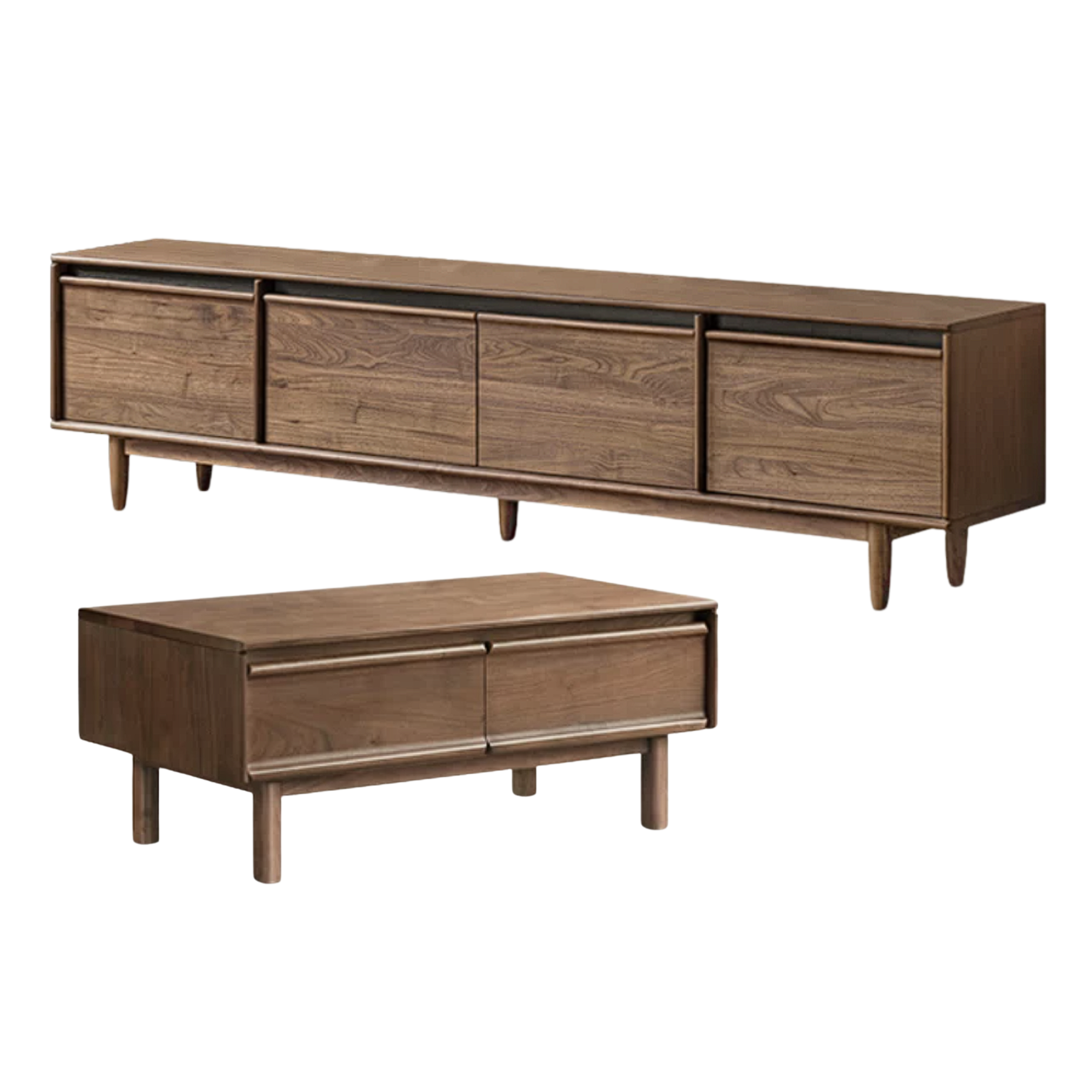 Black Walnut, Sandalwood, Ash Solid Wood Skeleton Line TV Cabinet
