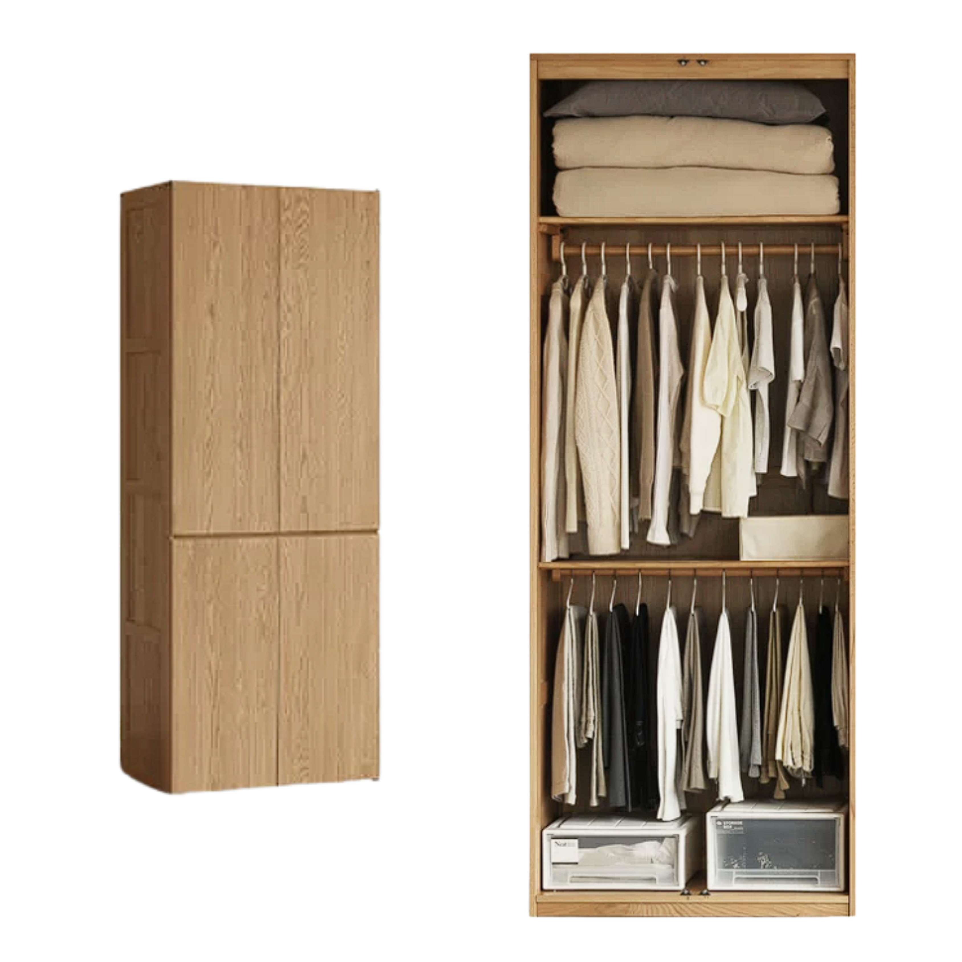 Oak, Ash Solid Wood Sectional Wardrobe
