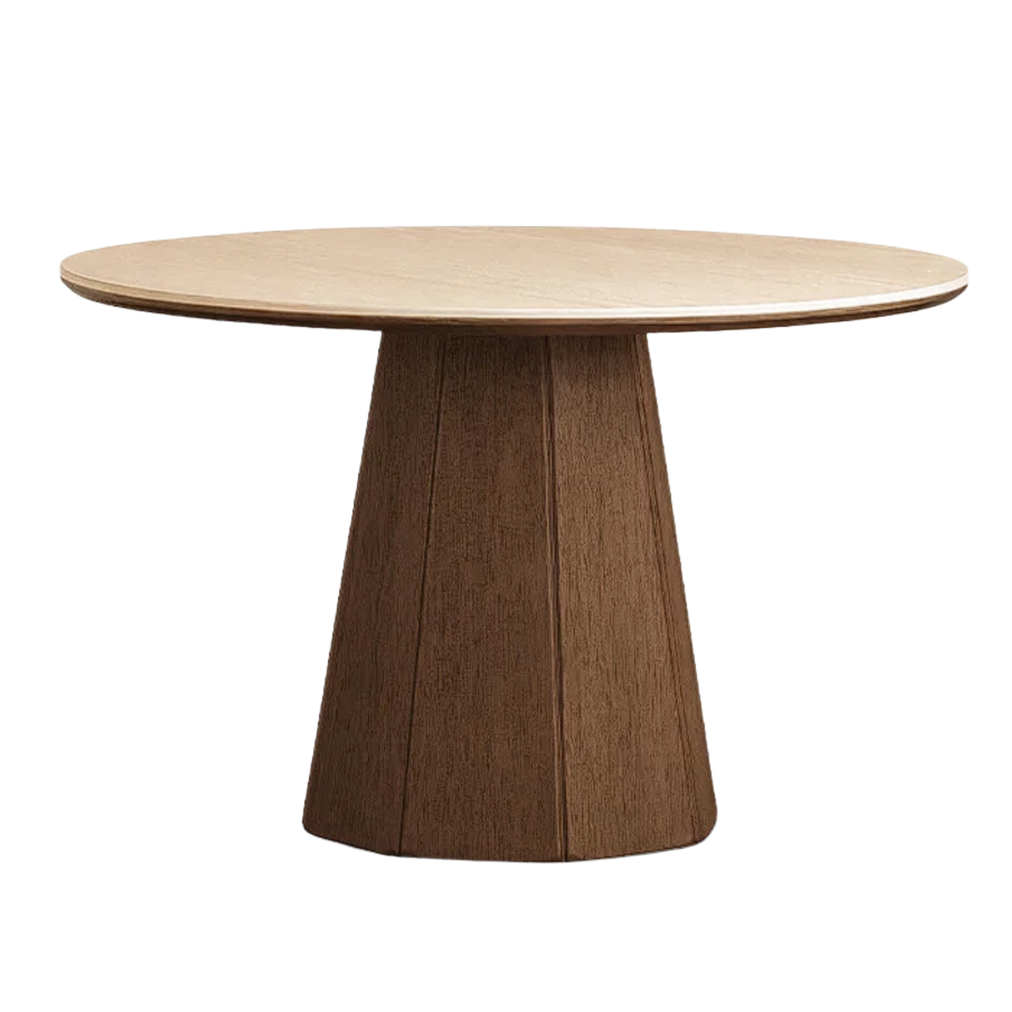 Black Walnut, Ash, Golden Pearwood Solid Wood Round Dining Table with Fluted Cone Pedestal Base