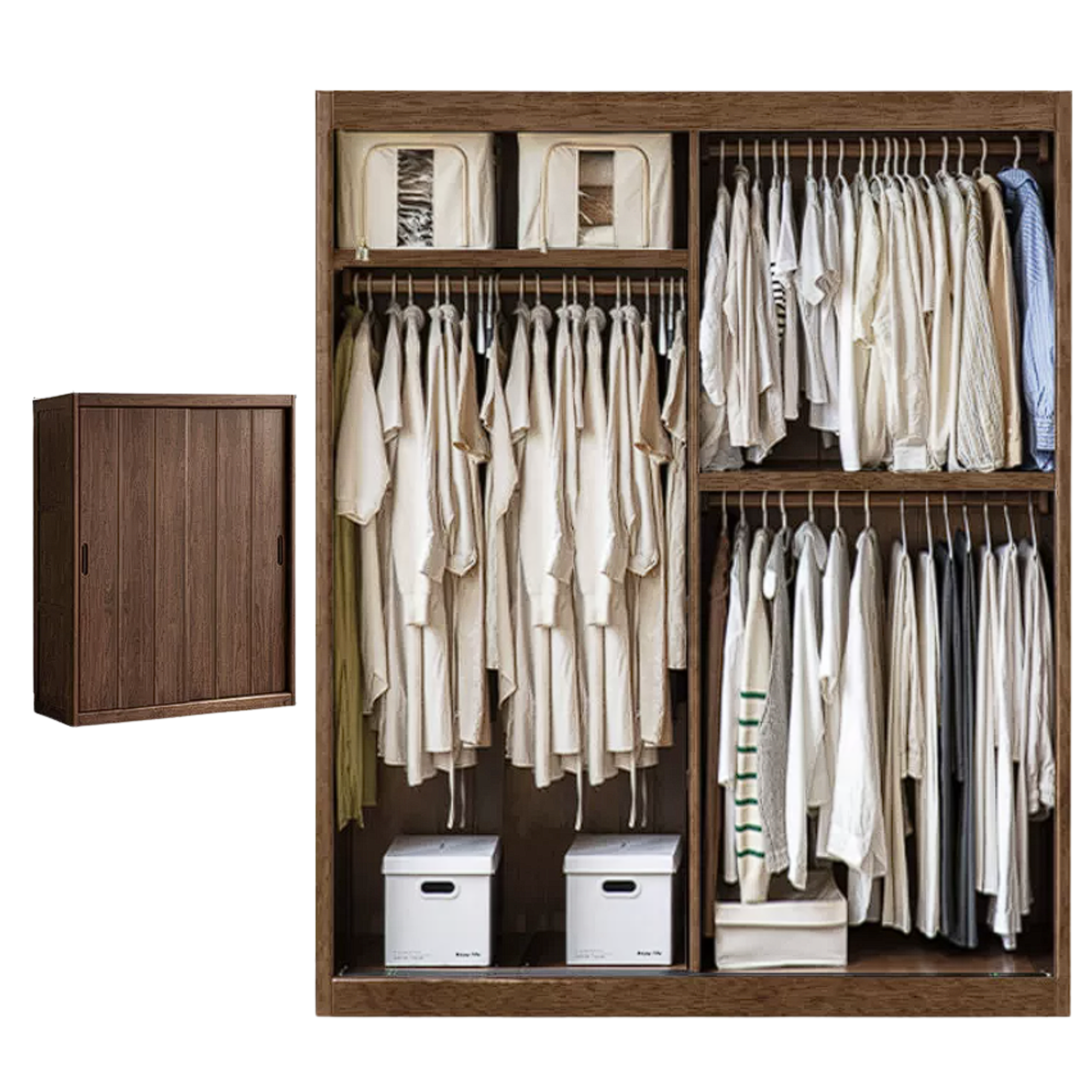 Golden Sandalwood Solid Wood Wardrobe