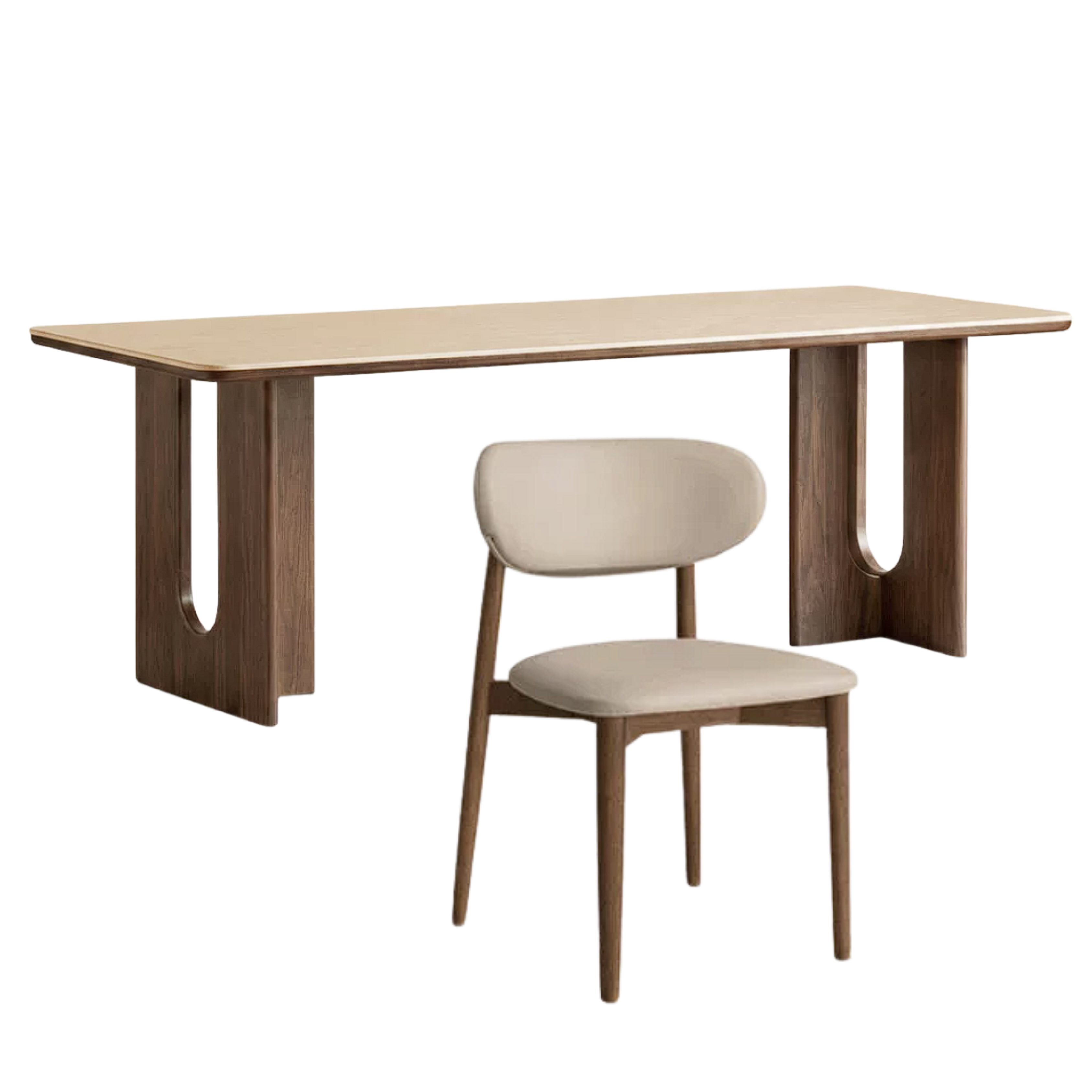 Black Walnut Solid Wood Light Luxury Style Rock Plate Dining Table