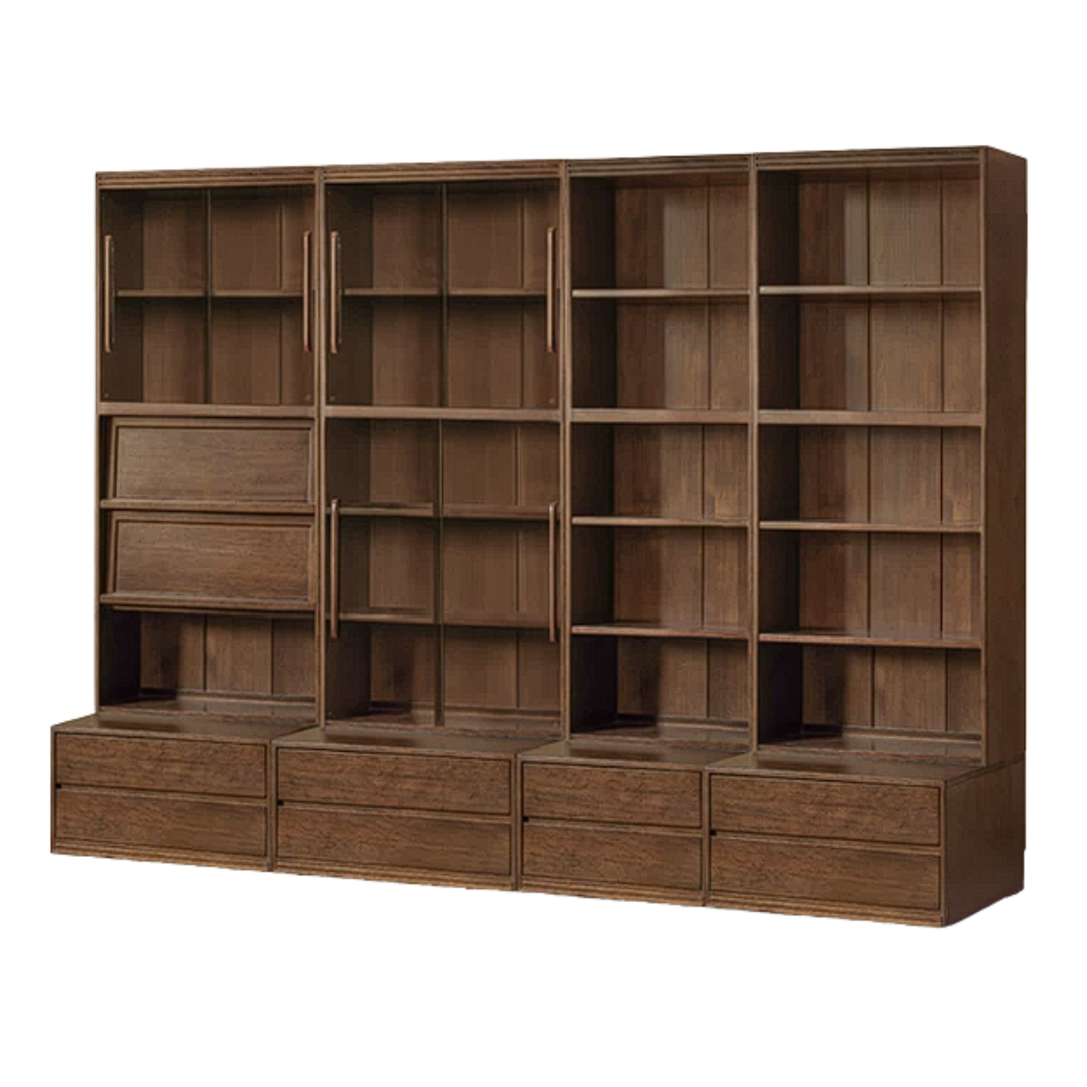 Sandalwood, Oak, Golden Pearwood, Ash Solid Wood Combination Bookcase