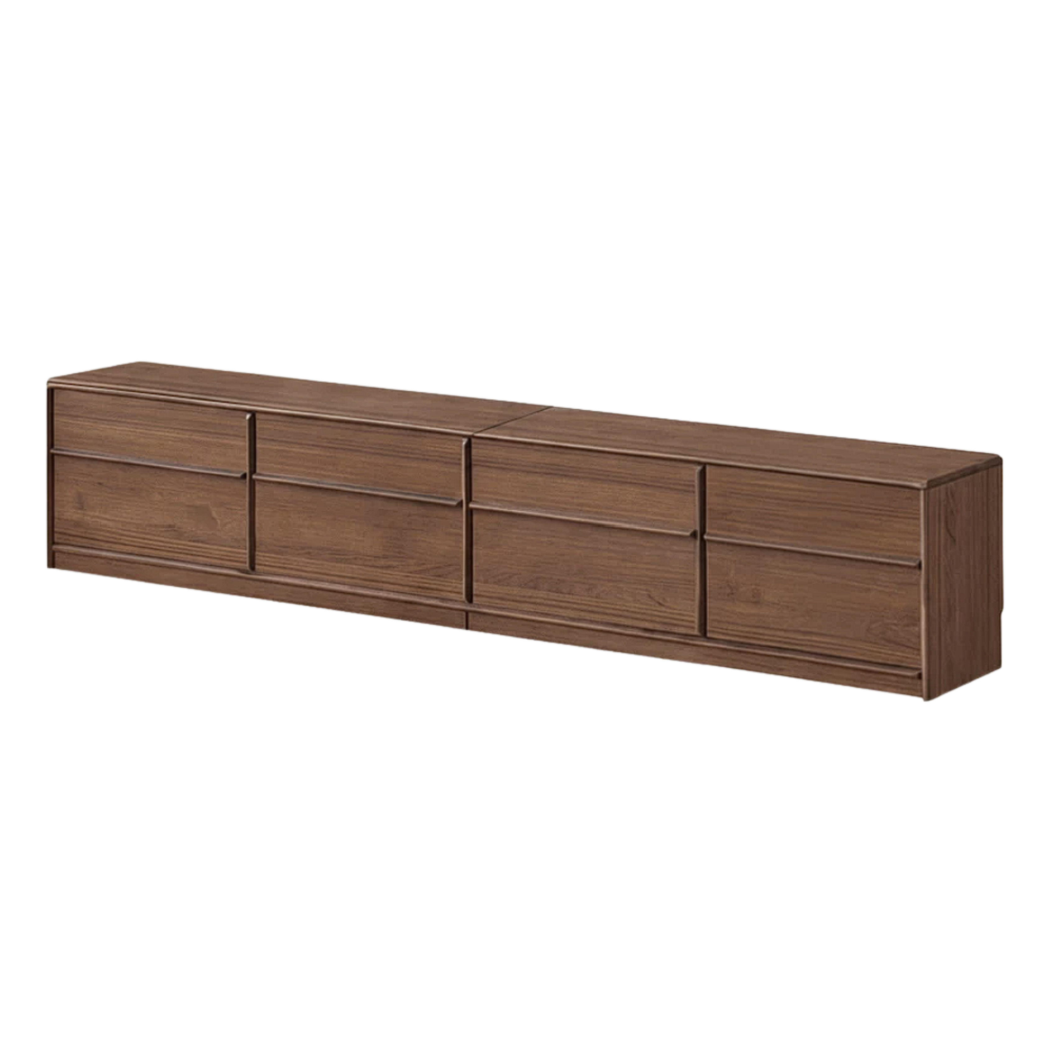 Black Walnut, Sandalwood, Ash, Oak Solid Wood TV Console with Multiple Drawers, Low-Profile Media Cabinet