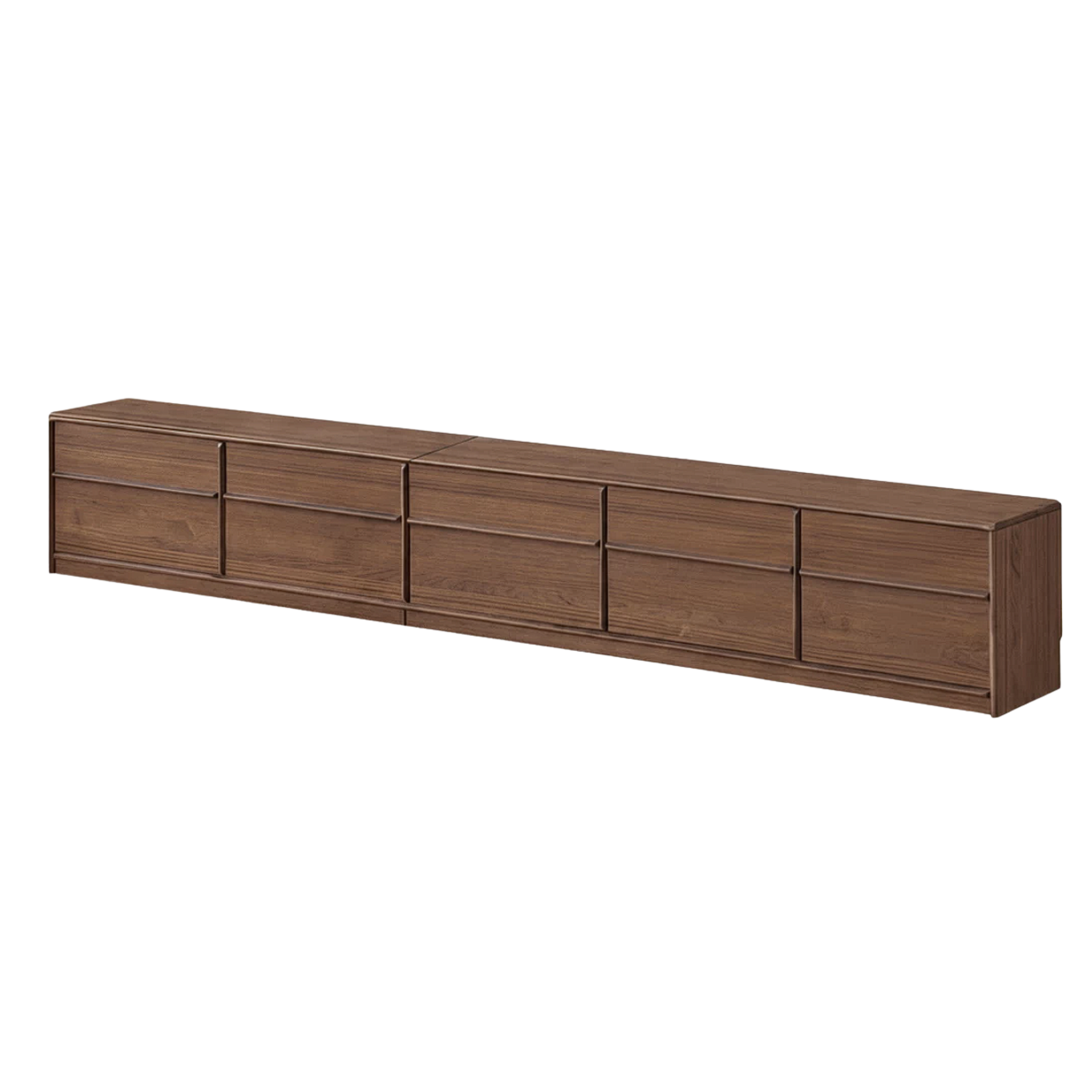 Black Walnut, Sandalwood, Ash, Oak Solid Wood TV Console with Multiple Drawers, Low-Profile Media Cabinet