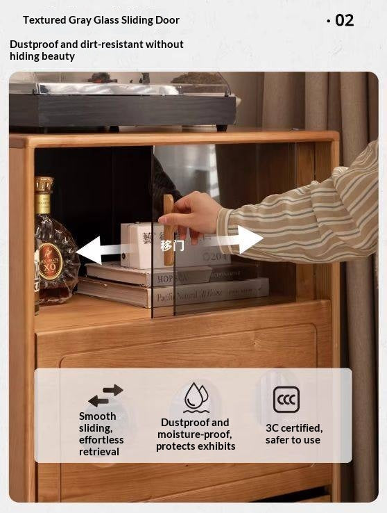 Cherry Solid Wood Retro Storage Side Cabinet.