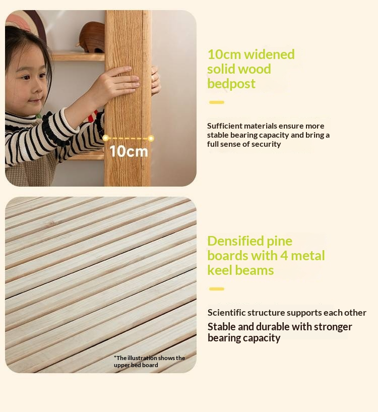 Rubberwood Solid Wood Children's Multifunctional Box Bunk Bed