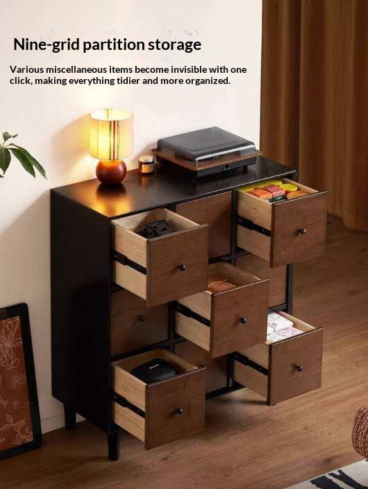 Rubberwood Solid 9-Drawer Dresser, Mid Century Bedroom Storage Cabinet