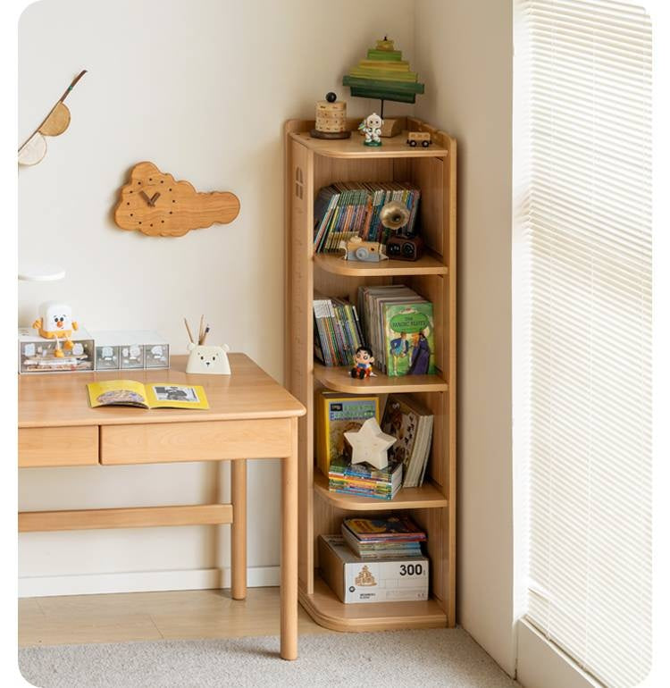 Beech Solid Wood Children's Bookshelf Storage Corner Cabinet