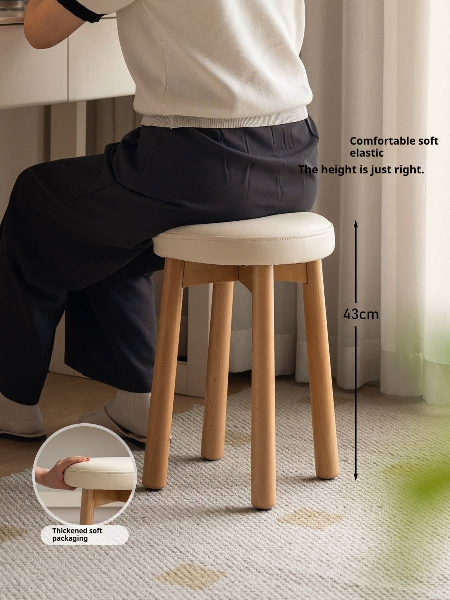 Solid Rubberwood Modern Soft Makeup Stool