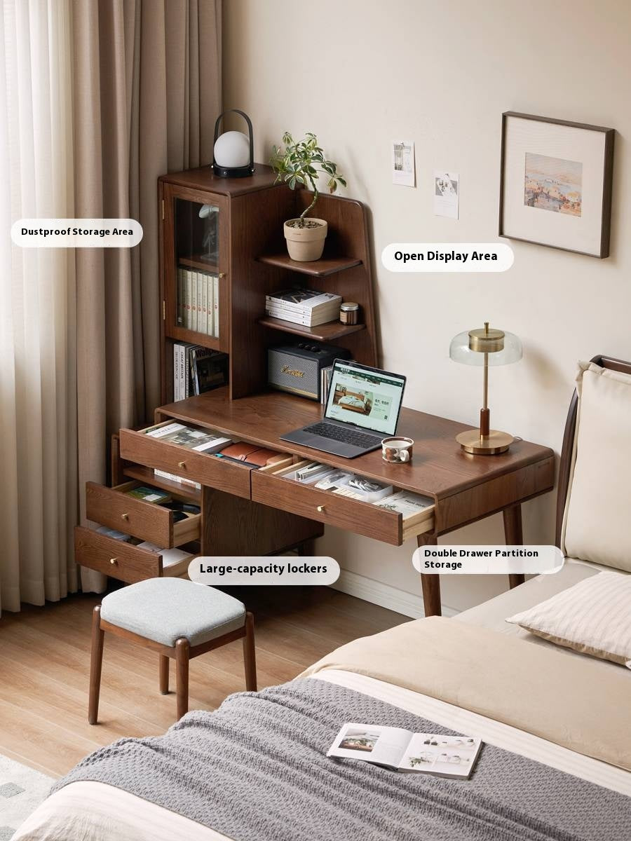 Oak Solid Wood Retractable Computer Desk