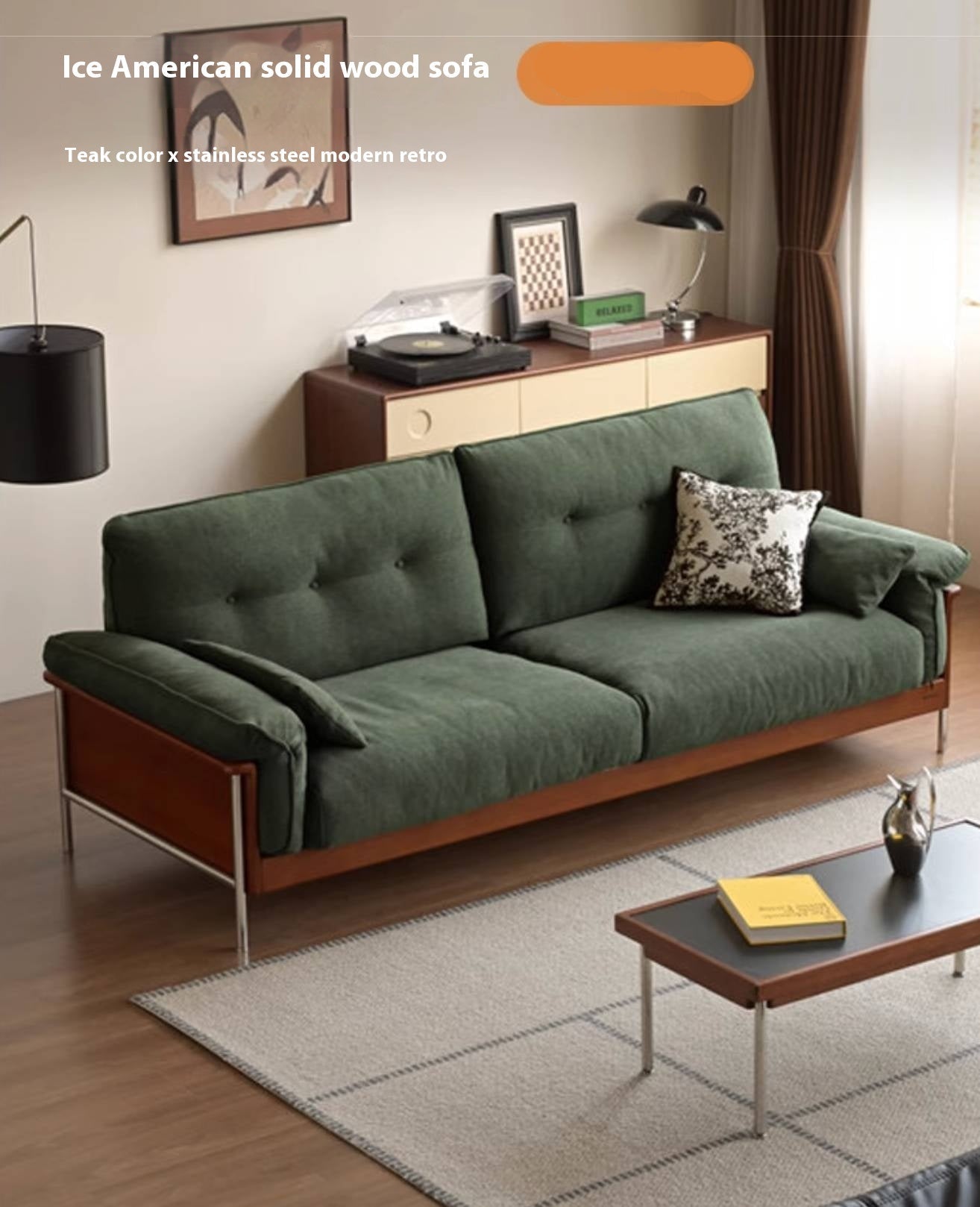 Poplar Solid Wood Medieval Style Rock Plate Coffee Table