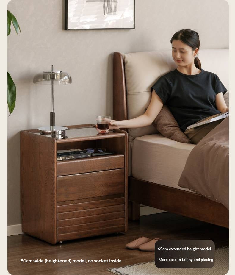 Oak Solid Wood Italian Light Luxury Nightstand