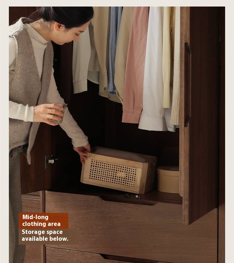 Sandalwood Solid Wood Modern Open Door Wardrobe.