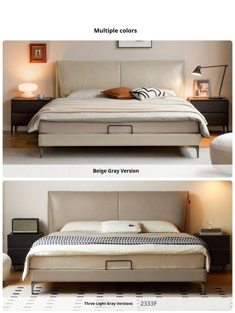 Genuine Leather Bed Light Luxury Cowhide Bed