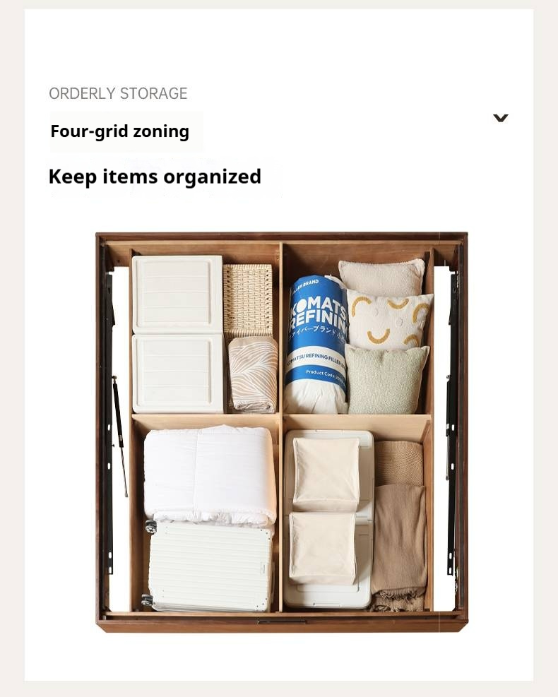 Black Walnut Solid Wood Platform Box Bed, Headboard-Free Bed Night Light Suspended Bed