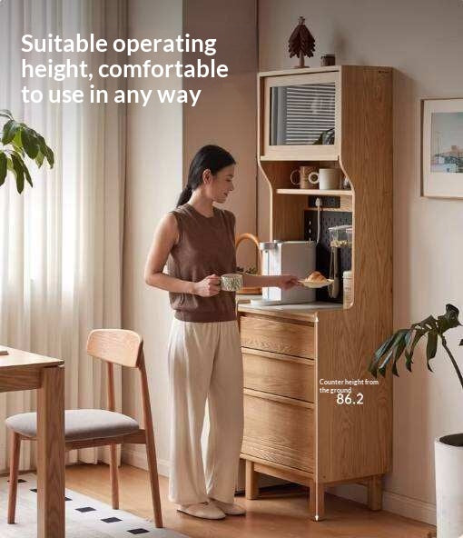 Oak Solid Wood Corner Sideboard with Simple Storage Cabinet