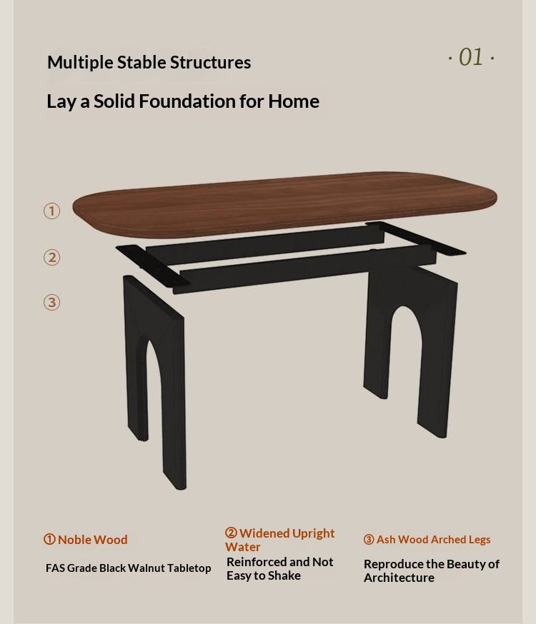 Black Walnut Solid Wood Dining Table French Retro