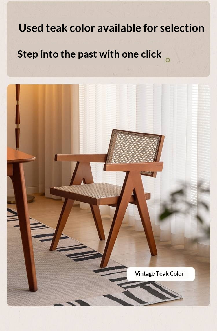 Black Walnut Solid Wood Wabi-Sabi Style Rattan Chair