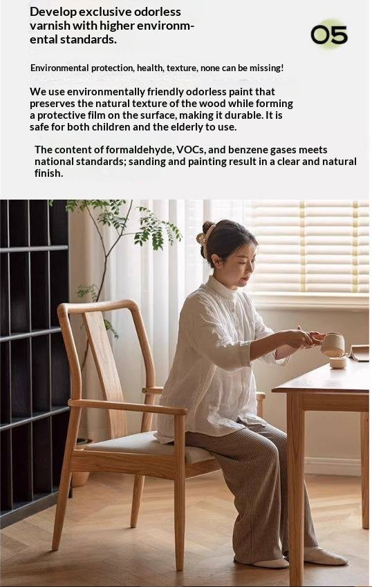 Oak Solid Wood Backrest Soft Chair