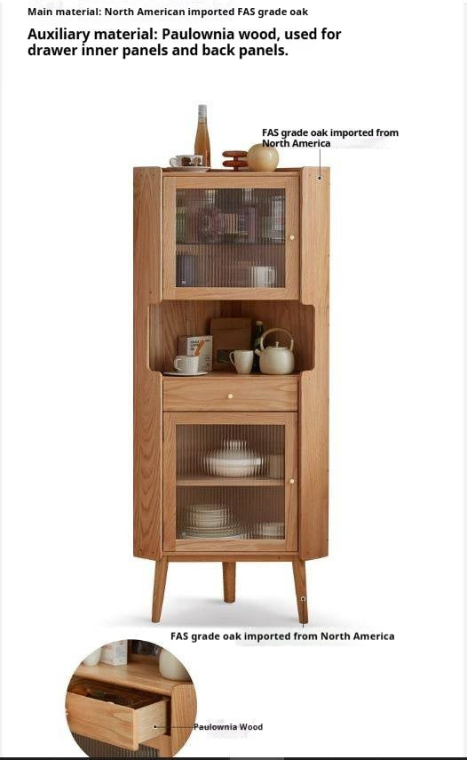 Oak Solid Wood Corner Nordic Storage Cabinet