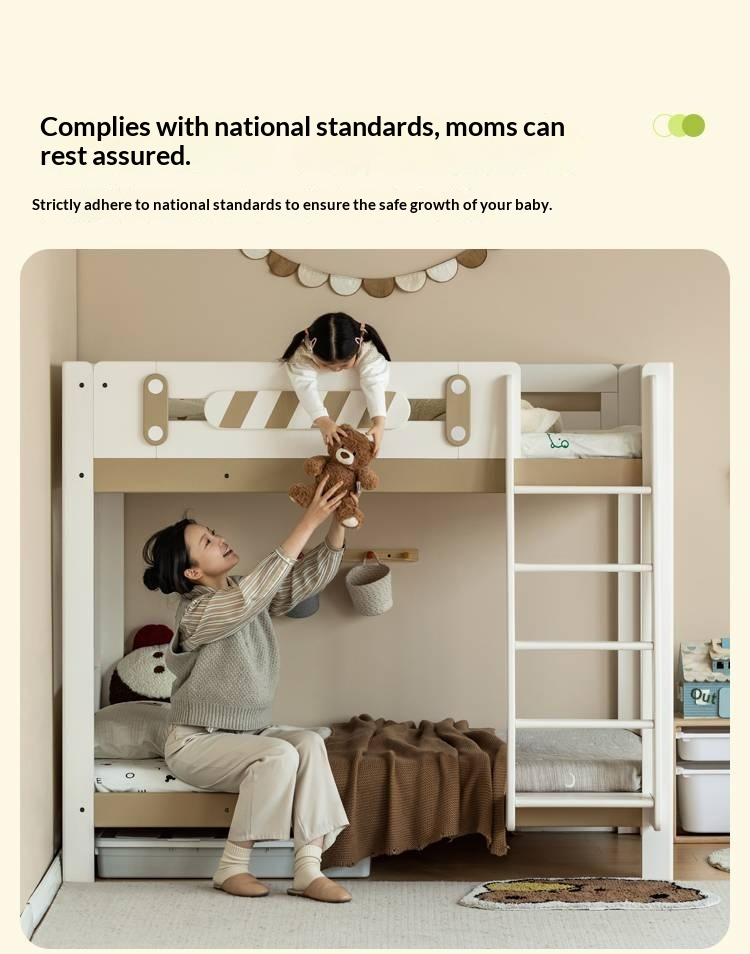 Rubberwood Solid Wood Children's Adult Bunk Bed