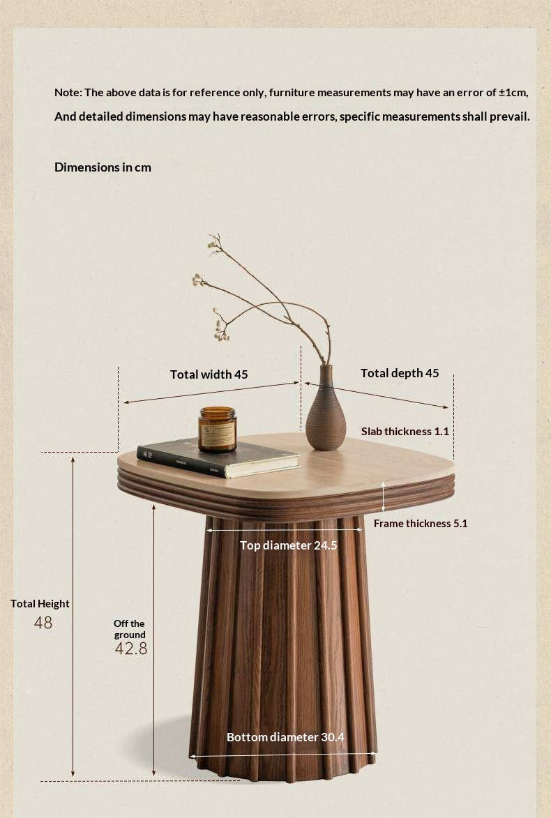 Oak Solid Wood Square Side Table with Silent Style and Rock Slab Design
