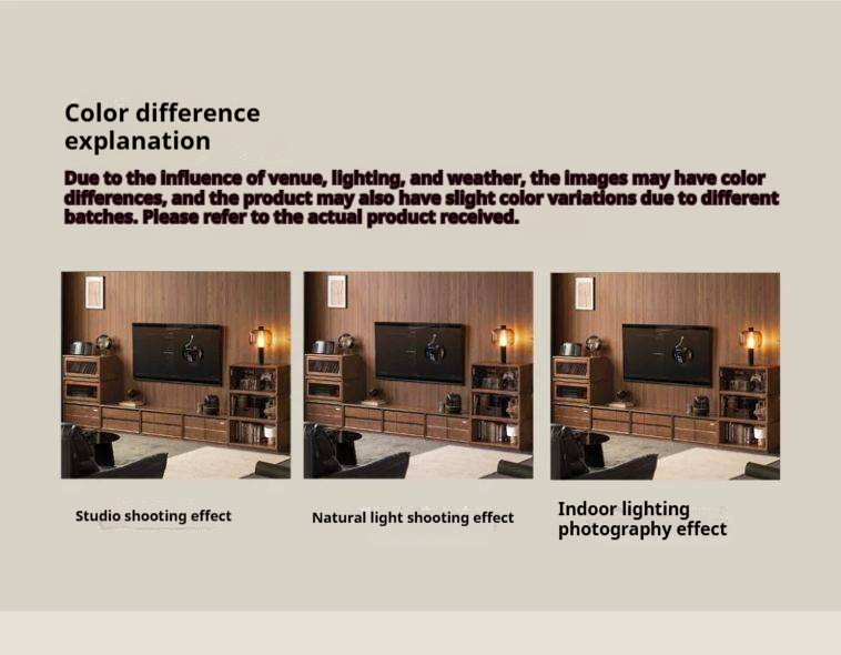 Black Walnut Solid Wood TV Cabinet with Modular Combination and Light Luxury Style