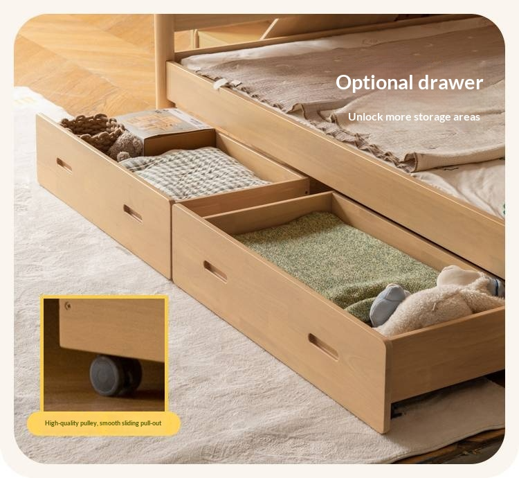 Rubberwood Solid Wood Children's Multifunctional Bunk Bed