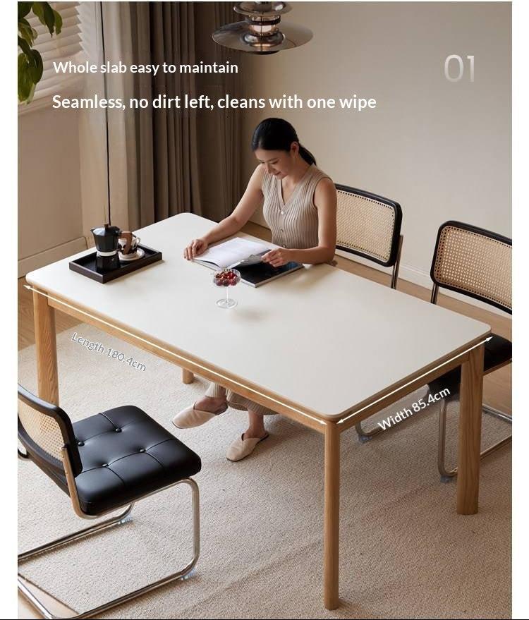 Ash, Oak Solid Wood Modern Minimalist Style Slab Dining Table
