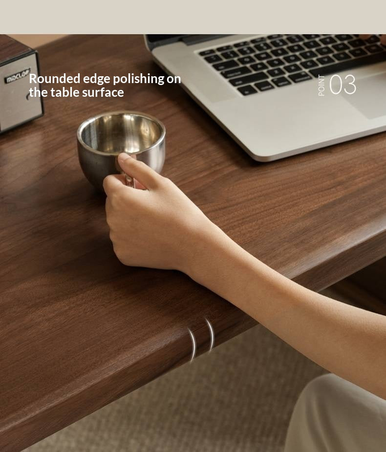 Black Walnut Solid Wood Italian Light Luxury Corner Office Desk