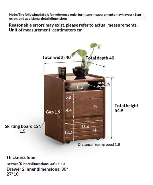 Oak Solid Wood Italian Light Luxury Nightstand
