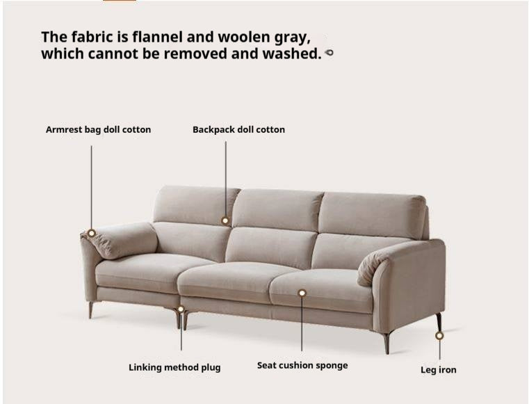 Wool Gray Flannel Fabric Sofa