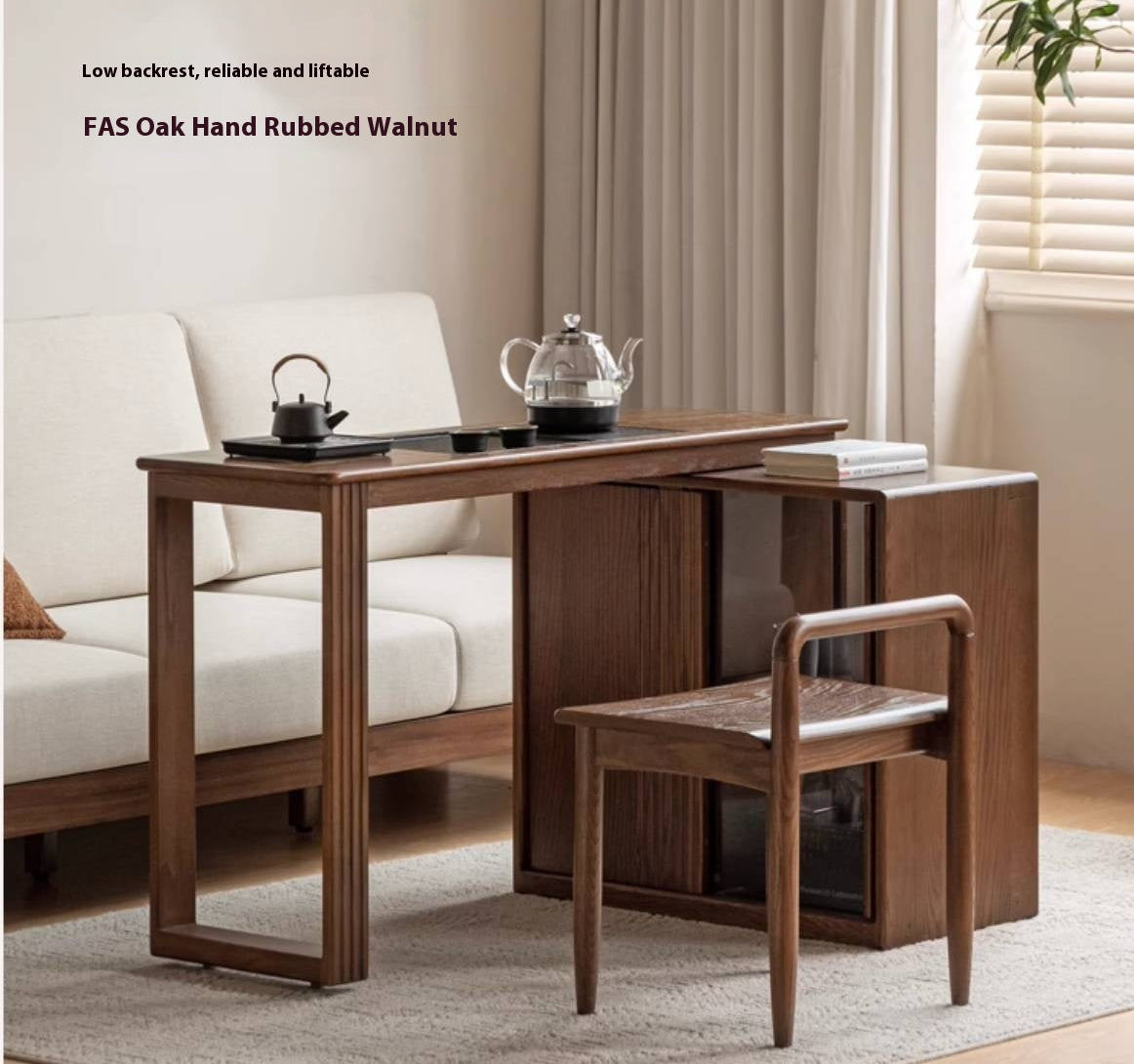 Ash Solid Wood Retractable Office Desk
