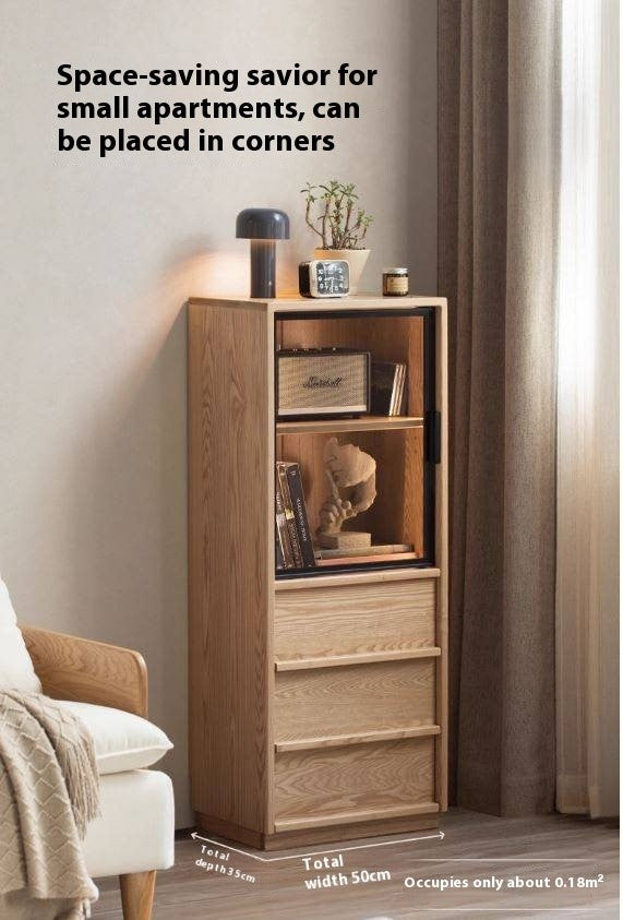 Ash Solid Wood Modern Side Cabinet.