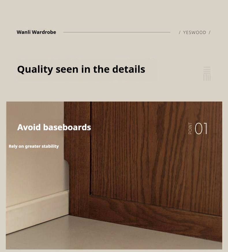 Oak Solid Wood Modern Sectional Wardrobe